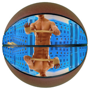 SlipperyJoe muscular man abs locker room tiled flo Basketball