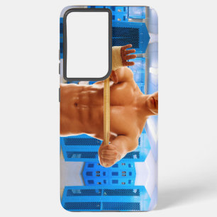 SlipperyJoe muscular man abs locker room tiled flo Samsung Galaxy Case