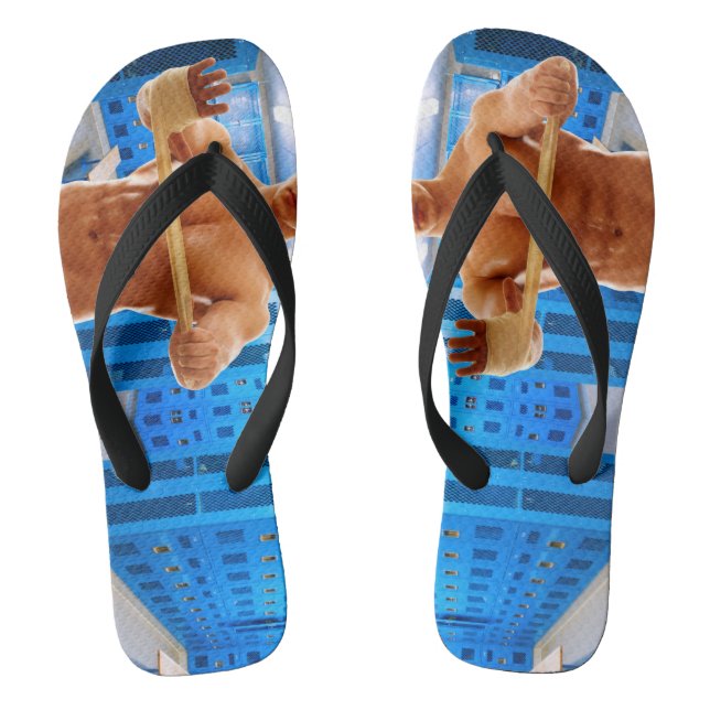 SlipperyJoe muscular man abs locker room tiled flo Thongs (Footbed)