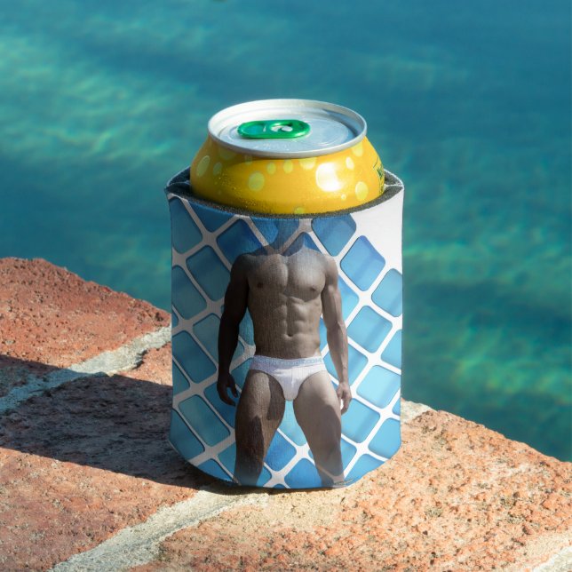 SlipperyJoe muscular man six-pack abs male white u Can Cooler (In Situ Pool)