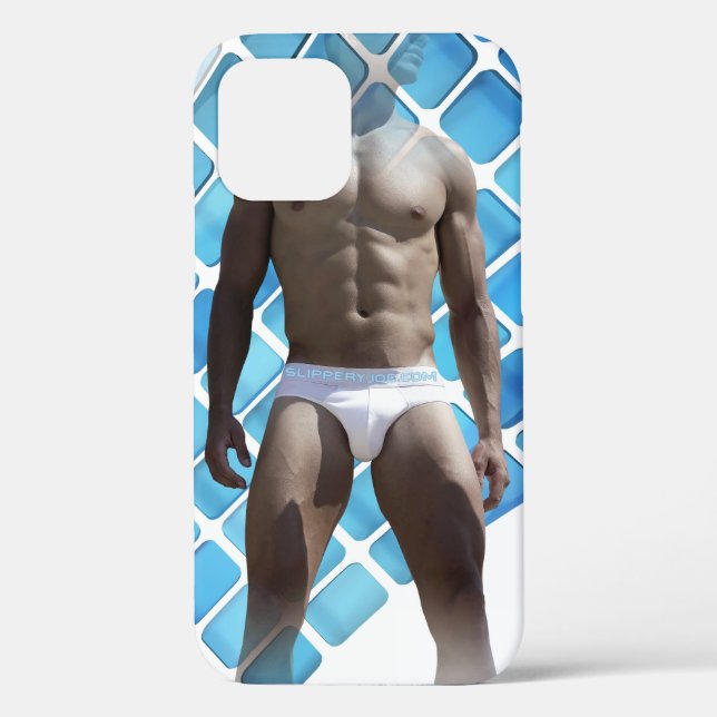 SlipperyJoe muscular man six-pack abs male white u Case-Mate iPhone Case (Back)