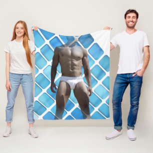 SlipperyJoe muscular man six-pack abs male white u Fleece Blanket