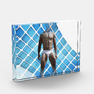 SlipperyJoe muscular man six-pack abs male white u Photo Block