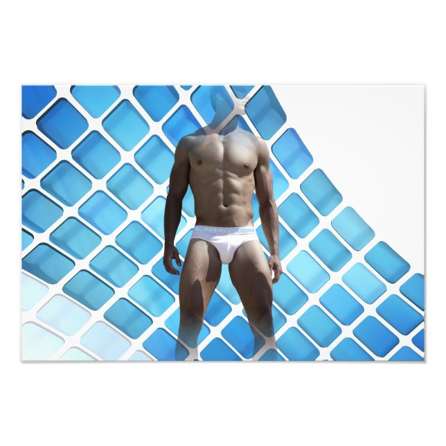 SlipperyJoe muscular man six-pack abs male white u Photo Print (Front)