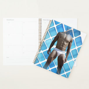 SlipperyJoe muscular man six-pack abs male white u Planner