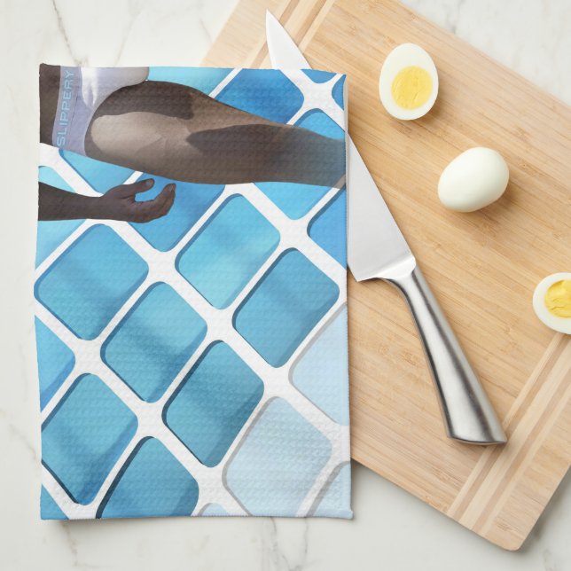 SlipperyJoe muscular man six-pack abs male white u Tea Towel (Quarter Fold)