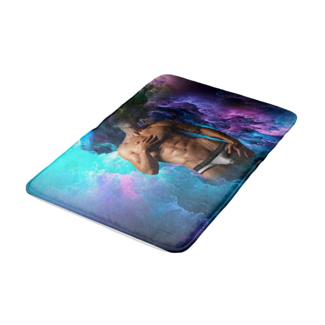 SlipperyJoe muscular man underwear bulge vibrant h Bath Mat (Angled)
