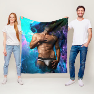SlipperyJoe muscular man underwear bulge vibrant h Fleece Blanket