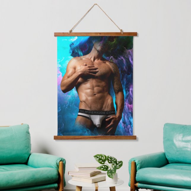 SlipperyJoe muscular man underwear bulge vibrant h Hanging Tapestry (Living Room)