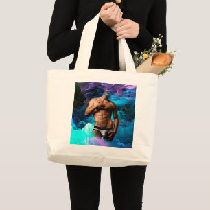 SlipperyJoe muscular man underwear bulge vibrant h Large Tote Bag
