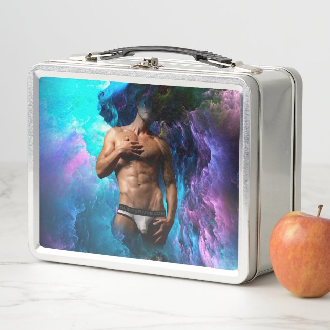 SlipperyJoe muscular man underwear bulge vibrant h Metal Lunch Box (In Situ)