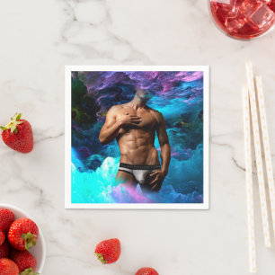 SlipperyJoe muscular man underwear bulge vibrant h Napkin