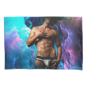 SlipperyJoe muscular man underwear bulge vibrant h Pillowcase