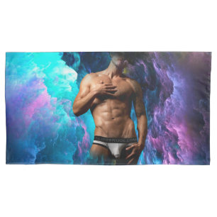 SlipperyJoe muscular man underwear bulge vibrant h Pillowcase