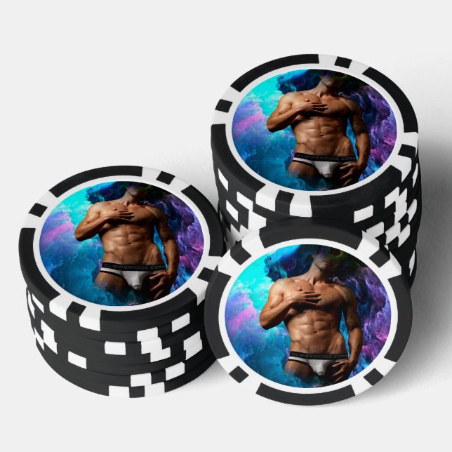 SlipperyJoe muscular man underwear bulge vibrant h Poker Chips (Stack)
