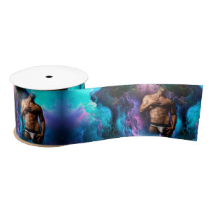 SlipperyJoe muscular man underwear bulge vibrant h Satin Ribbon