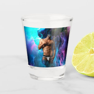SlipperyJoe muscular man underwear bulge vibrant h Shot Glass