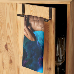 SlipperyJoe muscular man underwear bulge vibrant h Tea Towel