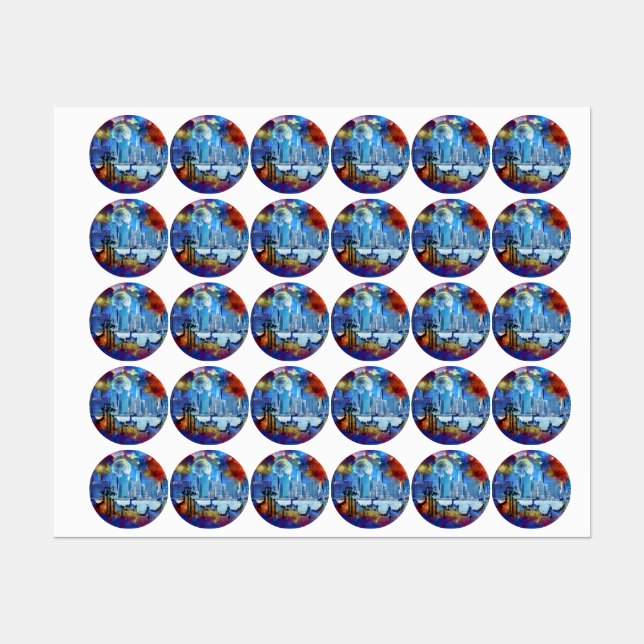SlipperyJoe NYC graffiti moon surrounded swirling  (Sheet)