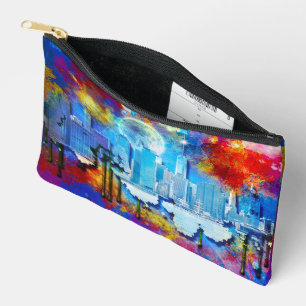 SlipperyJoe NYC graffiti moon surrounded swirling  Accessory Pouch