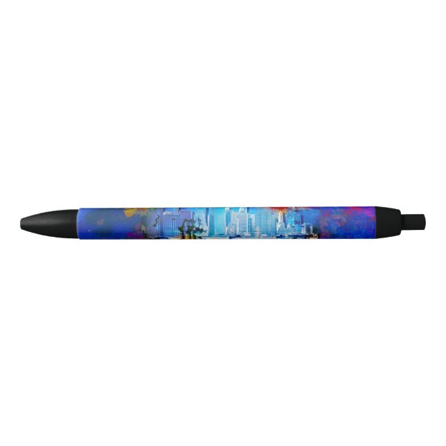 SlipperyJoe NYC graffiti moon surrounded swirling  Black Ink Pen (Front)