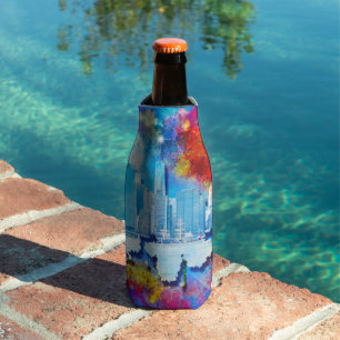 SlipperyJoe NYC graffiti moon surrounded swirling  Bottle Cooler