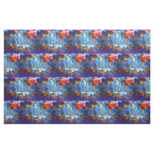 SlipperyJoe NYC graffiti moon surrounded swirling  Fabric