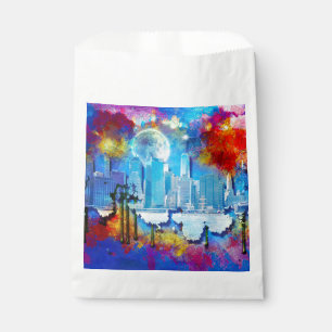 SlipperyJoe NYC graffiti moon surrounded swirling Favour Bag