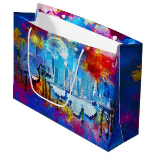 SlipperyJoe NYC graffiti moon surrounded swirling  Large Gift Bag