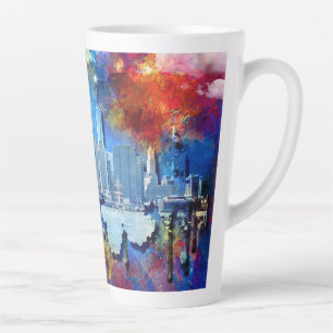 SlipperyJoe NYC graffiti moon surrounded swirling  Latte Mug