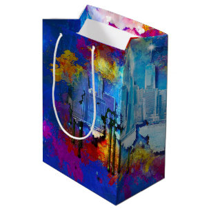 SlipperyJoe NYC graffiti moon surrounded swirling  Medium Gift Bag