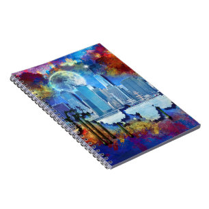 SlipperyJoe NYC graffiti moon surrounded swirling  Notebook