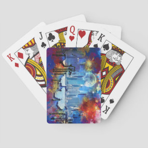SlipperyJoe NYC graffiti moon surrounded swirling  Playing Cards