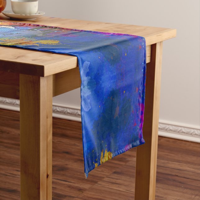 SlipperyJoe NYC graffiti moon surrounded swirling  Short Table Runner (In Situ)