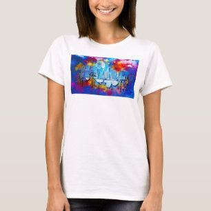 SlipperyJoe NYC graffiti moon surrounded swirling  T-Shirt