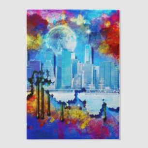 SlipperyJoe NYC graffiti moon surrounded swirling Vellum Invitations
