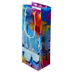 SlipperyJoe NYC graffiti moon surrounded swirling Wine Gift Bag