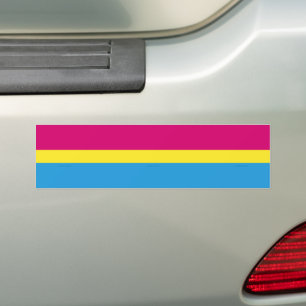 SlipperyJoe pansexual pride flag pink amber and cy Bumper Sticker