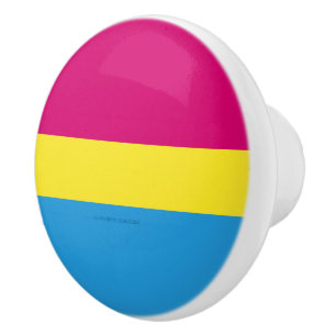 SlipperyJoe pansexual pride flag pink amber and cy Ceramic Knob