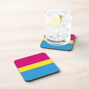 SlipperyJoe pansexual pride flag pink amber and cy Coaster