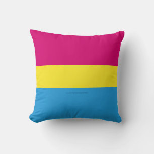 SlipperyJoe pansexual pride flag pink amber and cy Cushion