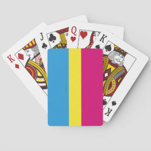 SlipperyJoe pansexual pride flag pink amber and cy Playing Cards