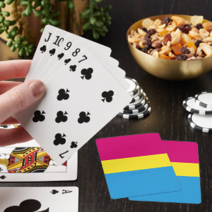 SlipperyJoe pansexual pride flag pink amber and cy Playing Cards