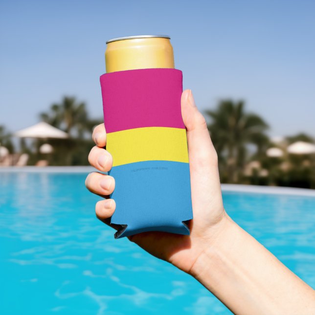 SlipperyJoe pansexual pride flag pink amber and cy Seltzer Can Cooler (In Situ Pool)