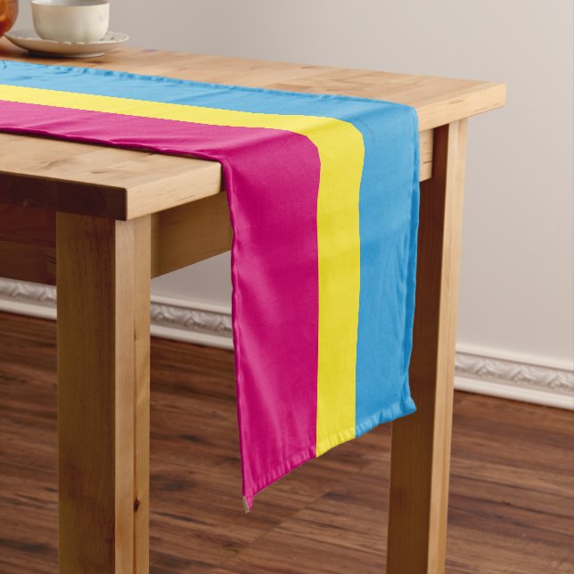 SlipperyJoe pansexual pride flag pink amber and cy Short Table Runner (In Situ)
