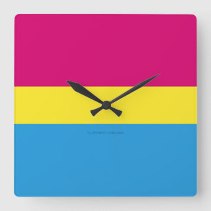 SlipperyJoe pansexual pride flag pink amber and cy Square Wall Clock