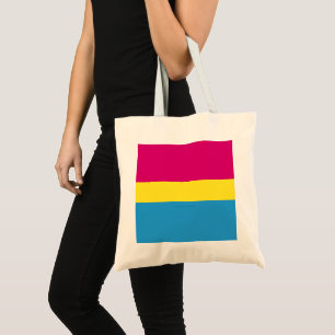 SlipperyJoe pansexual pride flag pink amber and cy Tote Bag