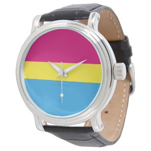 SlipperyJoe pansexual pride flag pink amber and cy Watch