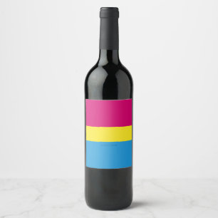 SlipperyJoe pansexual pride flag pink amber and cy Wine Label