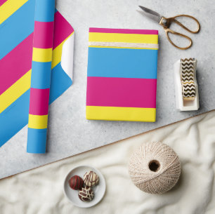 SlipperyJoe pansexual pride flag pink amber and cy Wrapping Paper